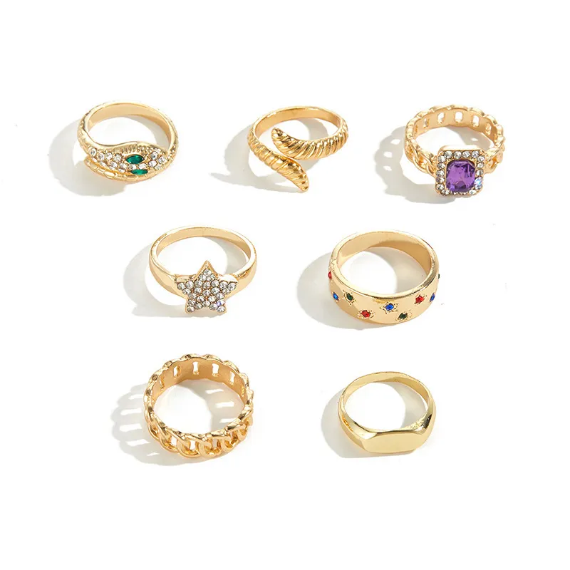Star Snake Rhinestone Ring