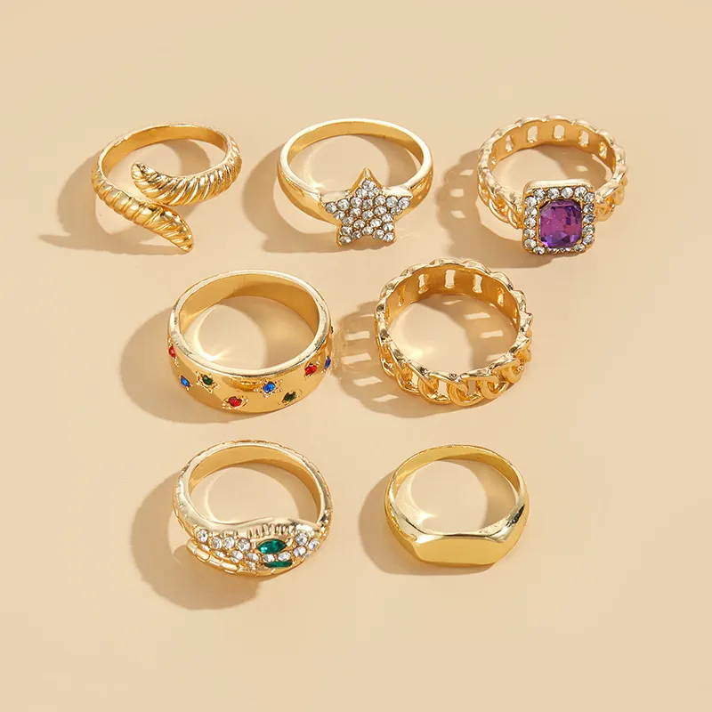 Star Snake Rhinestone Ring